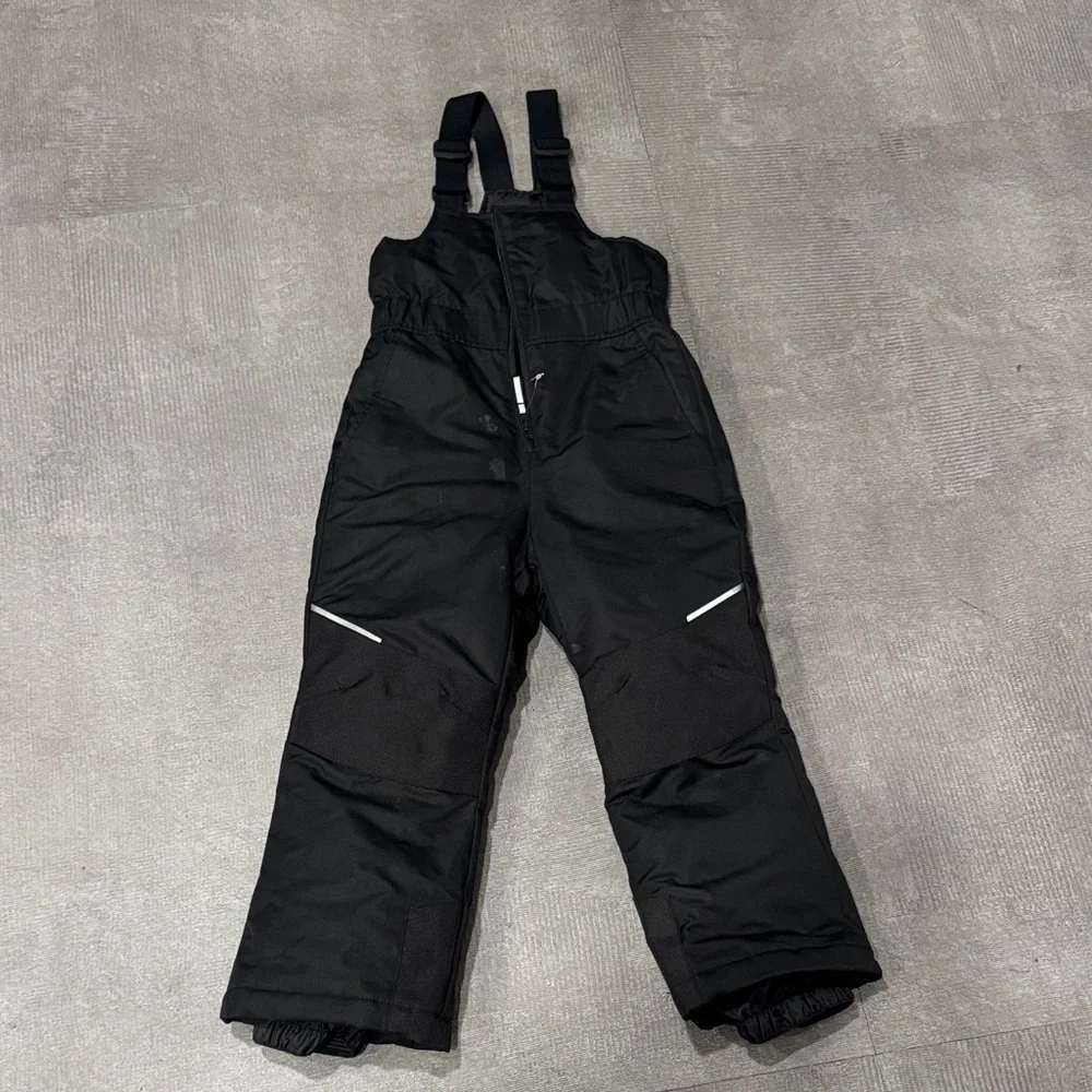 SwissTech Kids Unisex Black Snow Bib Overalls XS 4/5
